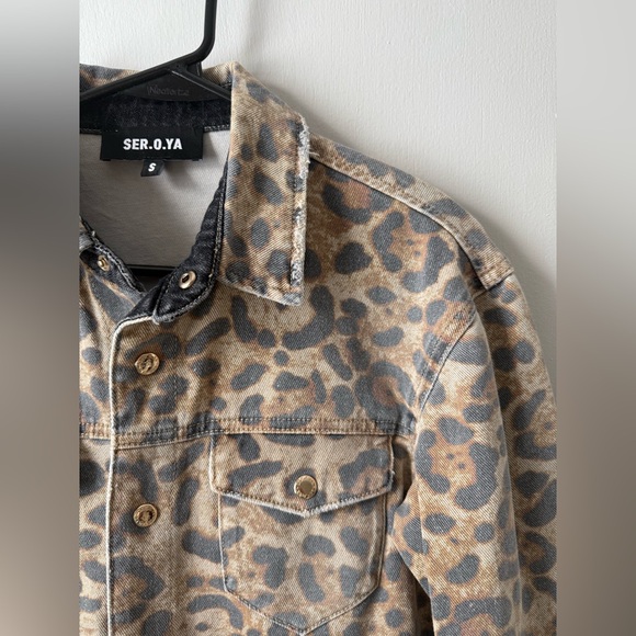 SEROYA LINDA DENIM DRESS, Sz Small - Mini Dress, Animal Print 🐆 - Picture 8 of 9